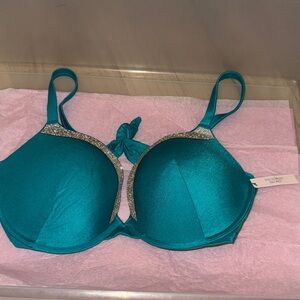 Victoria's Secret Teal Bra with Sparkling Silver Trim